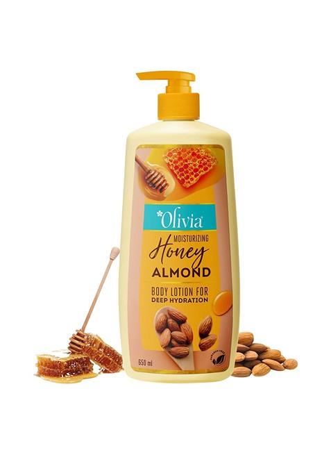 Olivia Honey Almond Deep Hydration Body Lotion With Olive Oil Vitamin E 650 Ml