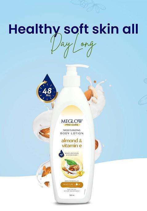 Meglow Almond Vitamin E Moisturizing Body Lotion 500 Ml