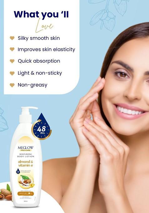 Meglow Almond Vitamin E Moisturizing Body Lotion 500 Ml