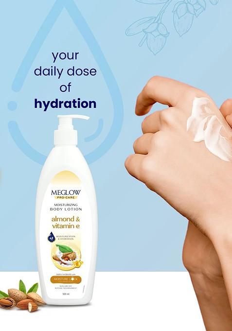 Meglow Almond Vitamin E Moisturizing Body Lotion 500 Ml