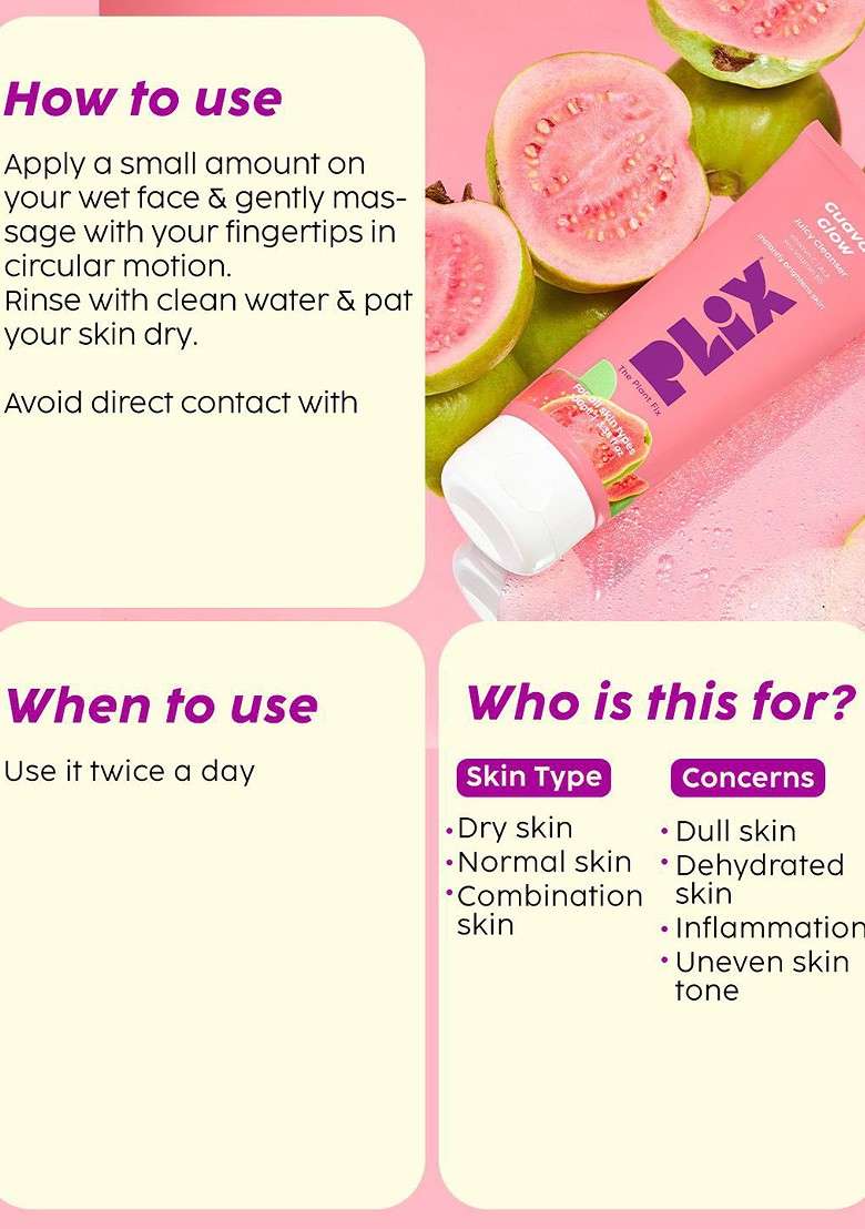 Plix The Plant Fix Set Of 2 Guava Glow Juicy Cleanser With Vitamin C 100Ml Each - Indya