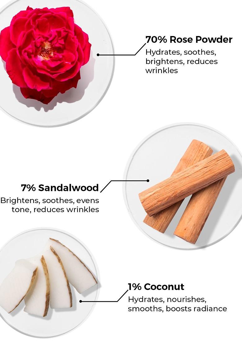 Brillare Rose Powder Face Wash For Younger Looking Skin With Sandalwood Coconut 30G