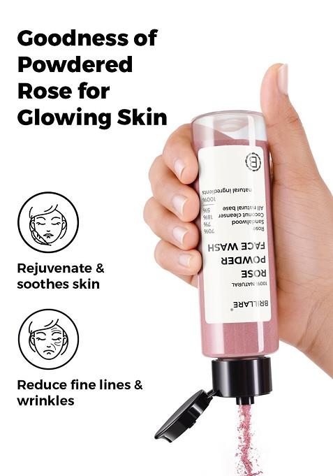 Brillare Rose Powder Face Wash For Younger Looking Skin With Sandalwood Coconut 30G