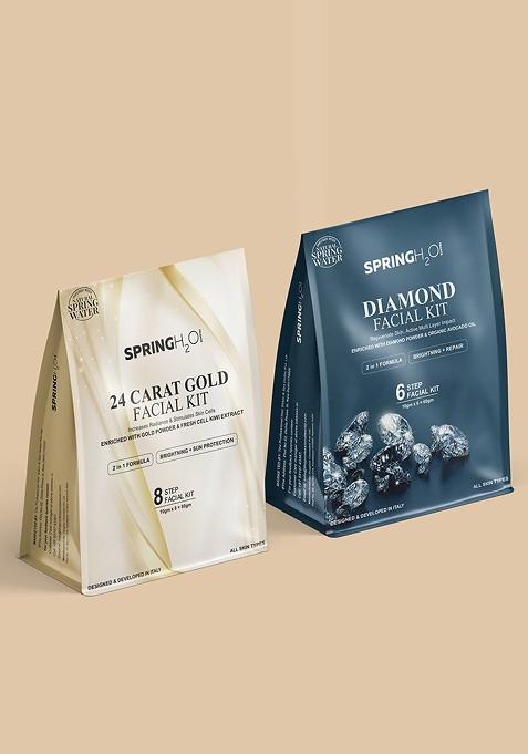 Spring H2O Set Of 2 Diamond 24 Carat Gold Facial Kit 140 G