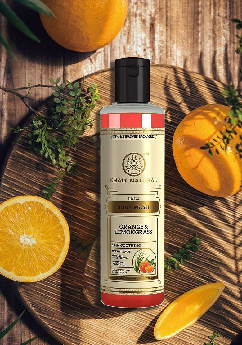 Khadi Natural Orange Lemongrass Body Wash For Refreshing Cleanse 210Ml - Indya
