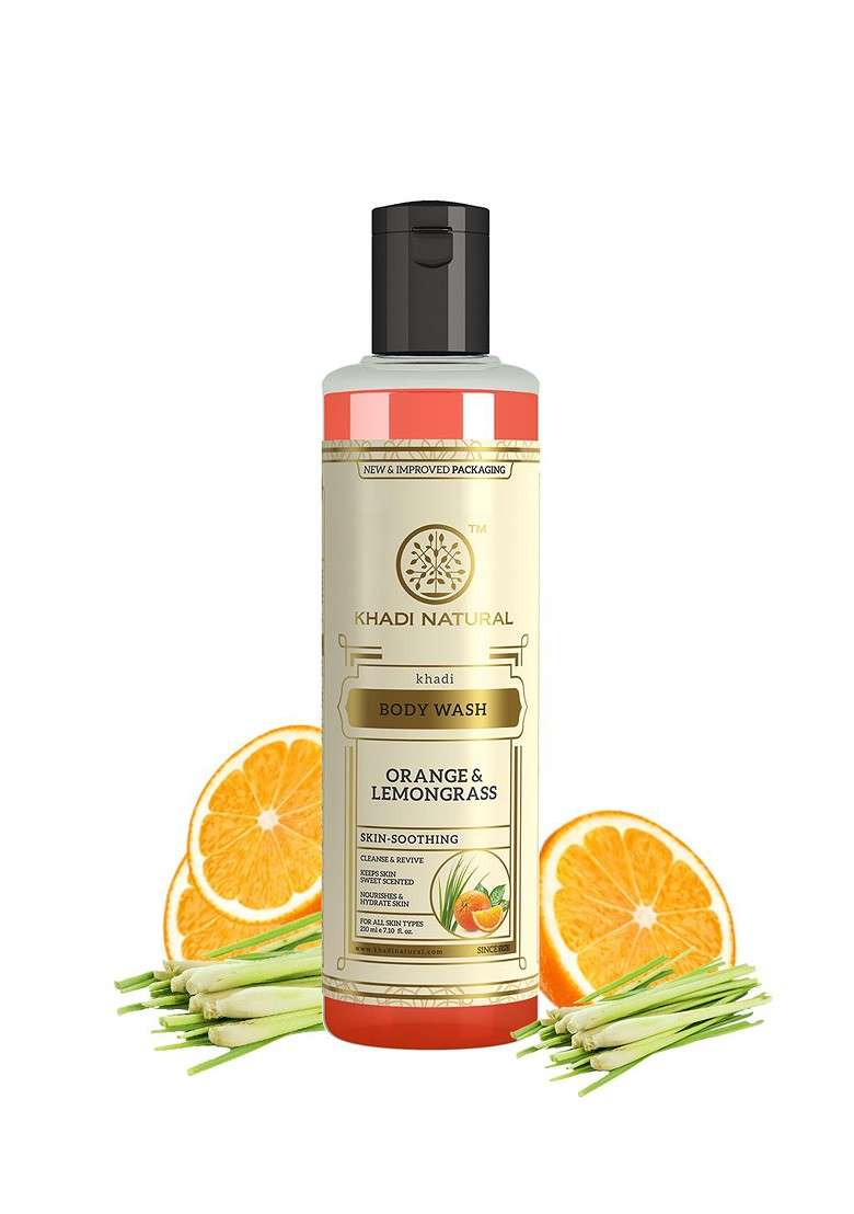 Khadi Natural Orange Lemongrass Body Wash For Refreshing Cleanse 210Ml - Indya