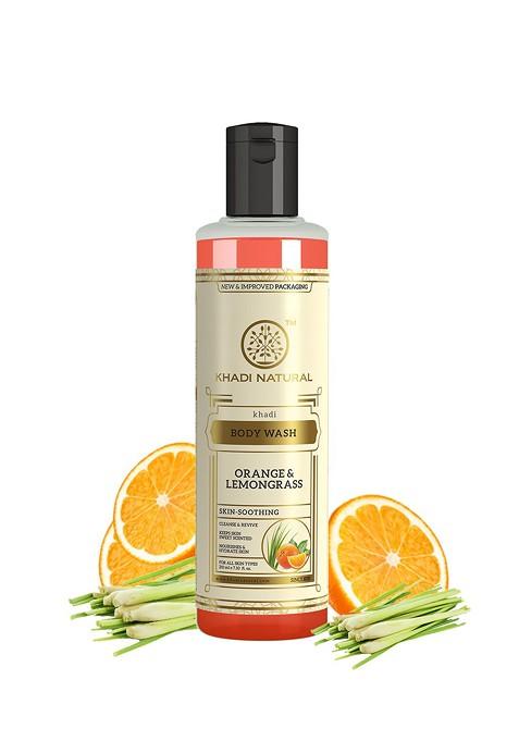 Khadi Natural Orange Lemongrass Body Wash For Refreshing Cleanse 210Ml
