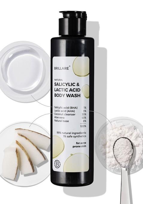 Brillare Salicylic Lactic Acid Body Wash For Clear Purified Acne Prone Skin 200Ml