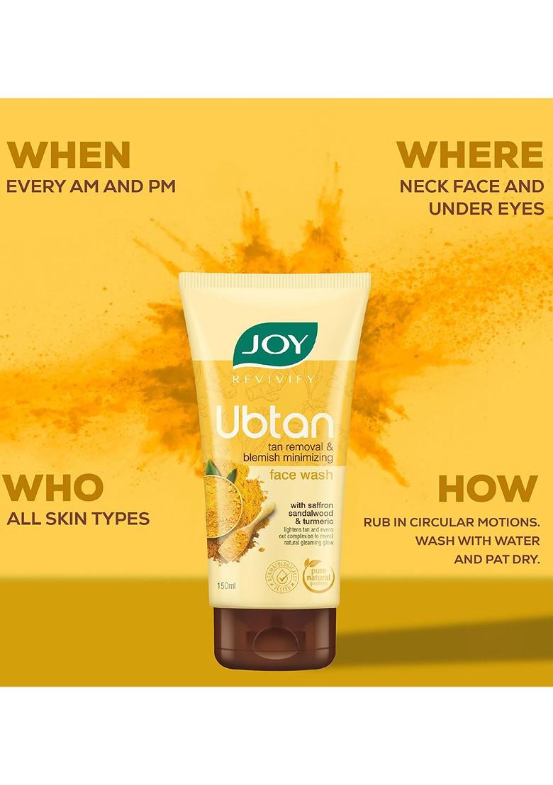 Joy Set Of 2 Ubtan Tan Removal Face Wash For Natural Glowing Skin 150Ml Each