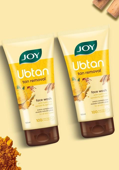 Joy Set Of 2 Ubtan Tan Removal Face Wash For Natural Glowing Skin 150Ml Each