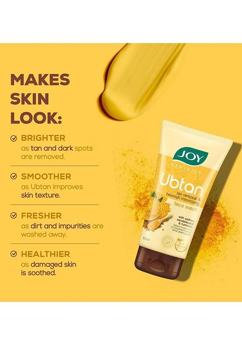 Joy Set Of 2 Ubtan Tan Removal Face Wash For Natural Glowing Skin 150Ml Each