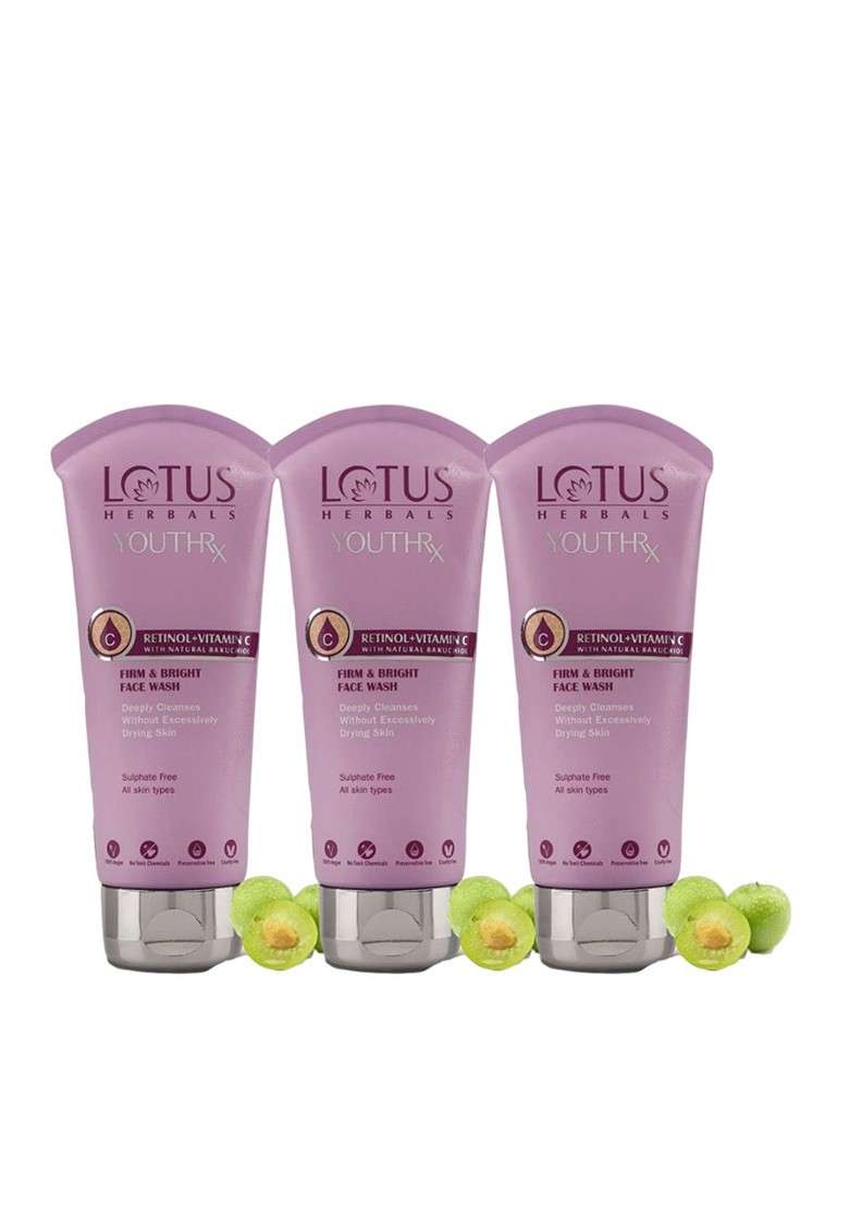 Lotus Herbals Set Of 3 Youthrx Firm Bright Face Wash With Natural Bakuchiol 100Ml Each - Indya