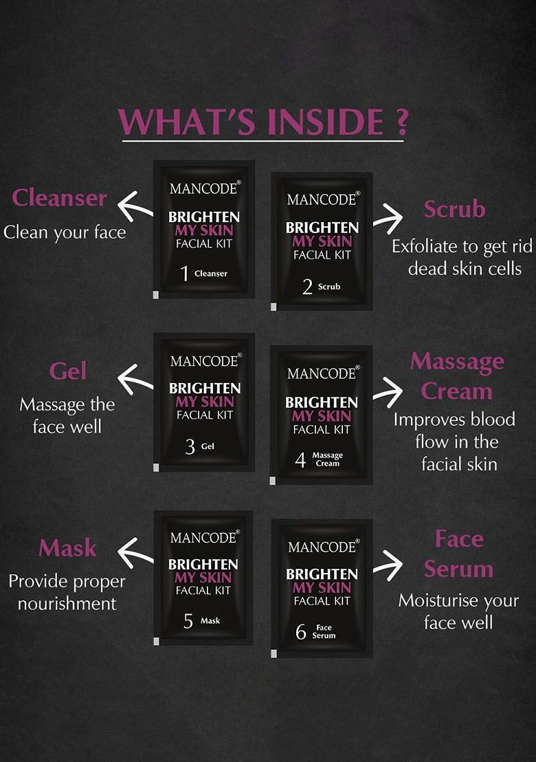 Mancode Set Of 3 Brighten My Skin 6 Steps Alpha Arbutin Vitamin C Facial Kit 58 G