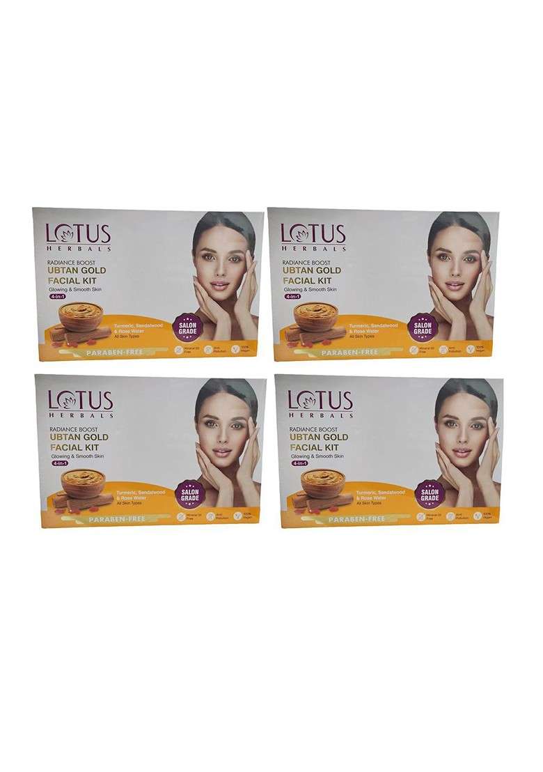 Lotus Herbals Set Of 4 Radiance Boost Ubtan Gold Facial Kit 47G Each - Indya