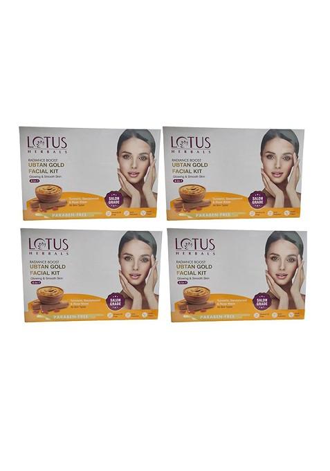 Lotus Herbals Set Of 4 Radiance Boost Ubtan Gold Facial Kit 47G Each