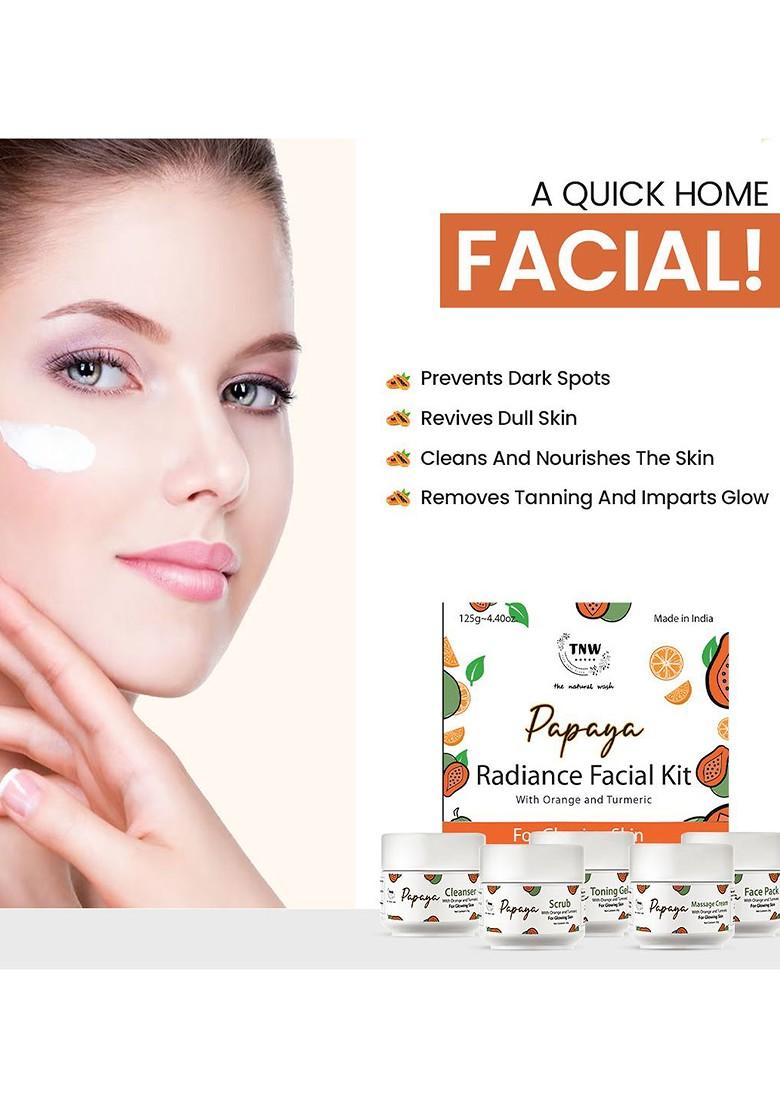 Tnw The Natural Wash Papaya Facial Kit With Orange Turmeric For Glowing Skin 125G