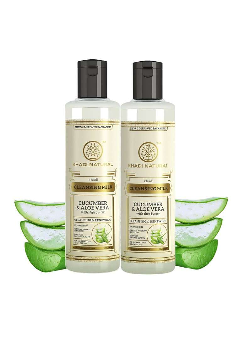Khadi Natural Set Of 2 Cucumber Aloe Cleansing Milk 210 Ml Each - Indya