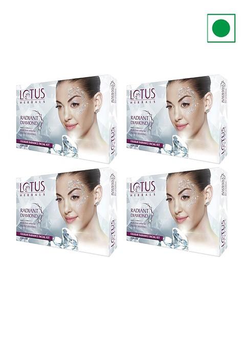 Lotus Herbals Radiant Set Of 4 Diamond Cellular Radiance 1 Facial Kit 37G Each