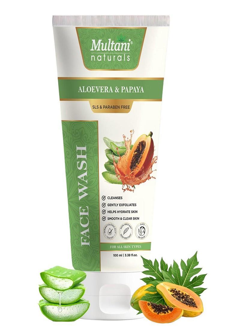 Multani Naturals Aloe Vera Papaya Face Wash For Smooth Clean Skin 100 Ml