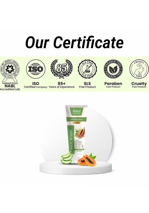 Multani Naturals Aloe Vera Papaya Face Wash For Smooth Clean Skin 100 Ml