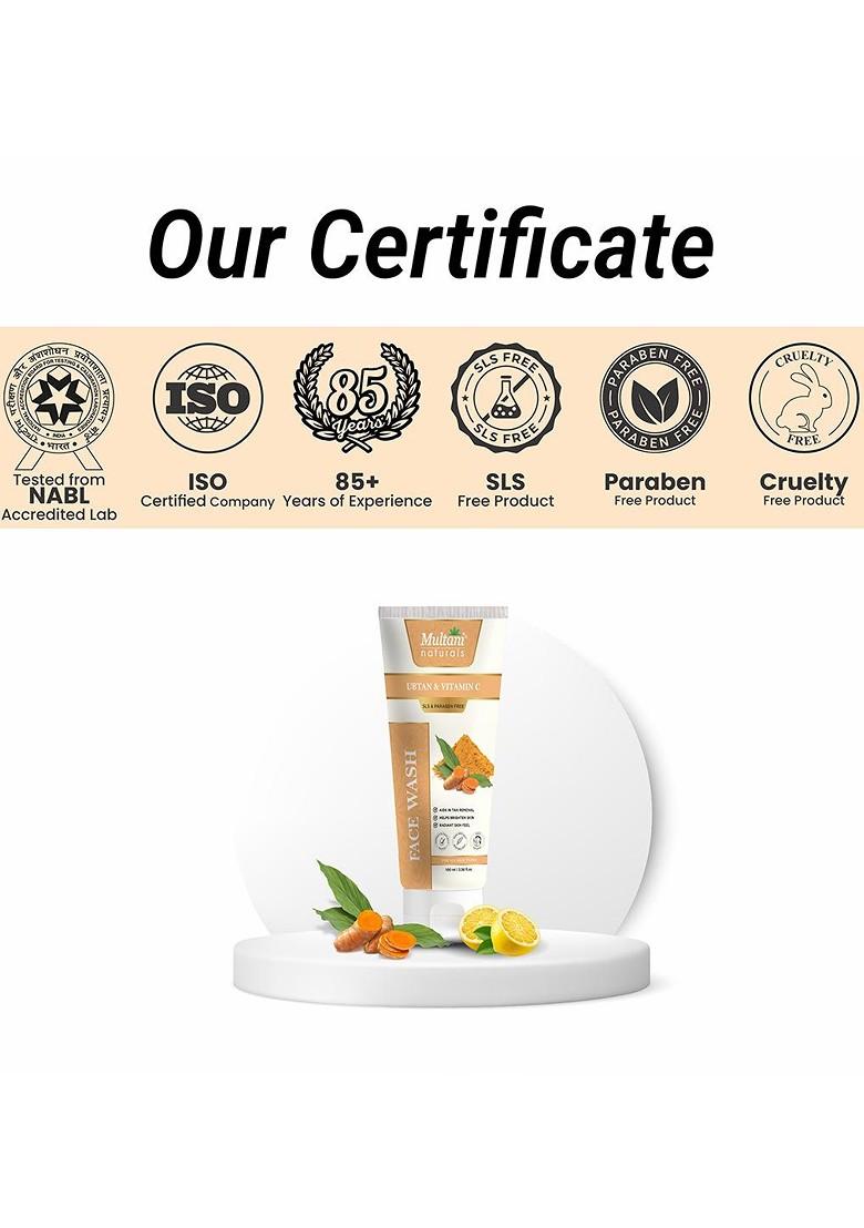 Multani Ubtan Vitamin C Face Wash For Skin Glow Purify Brighten 100 Ml