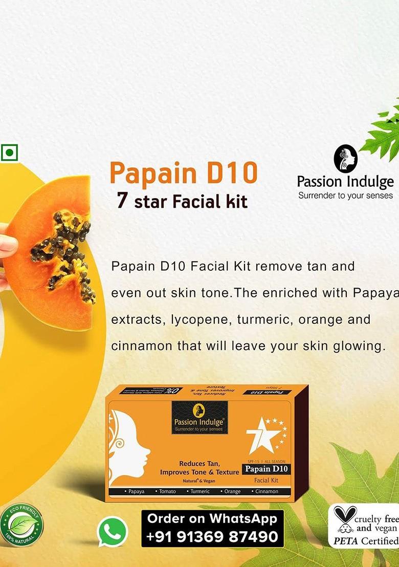Passion Indulge Papain D10 7 Star Facial Kit For Anti Tan Glowing Skin
