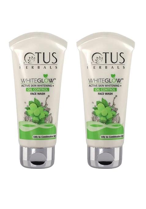 Lotus Herbals Set Of 2 Whiteglow Active Skin Whitening Oil Control Face Wash 100G Each