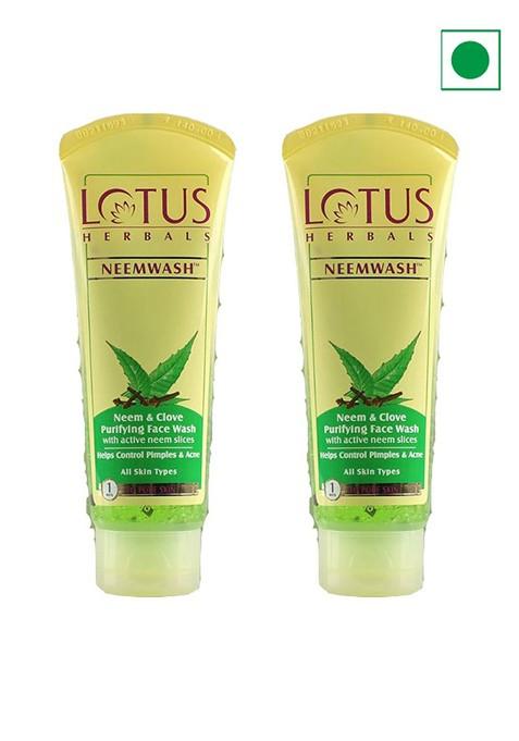 Lotus Herbals Set Of 2 Neem Face Clove Purifying Wash 120Ml Each