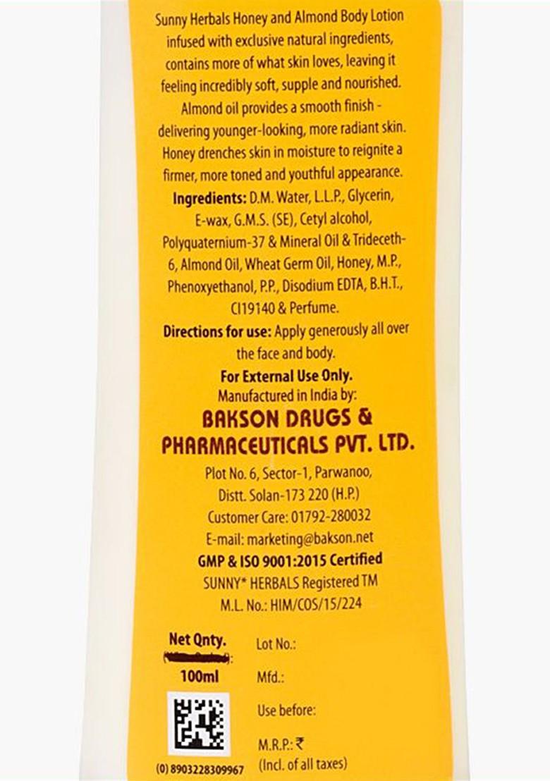 Sunny Herbals Honey Almond Lotion For Radiant Nourishment 100 Ml