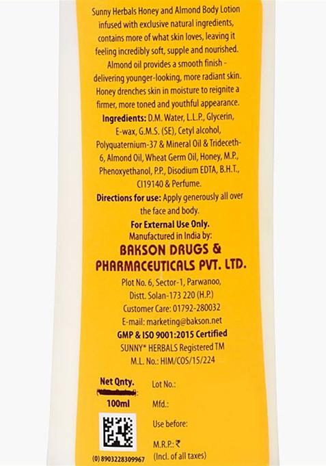Sunny Herbals Honey Almond Lotion For Radiant Nourishment 100 Ml