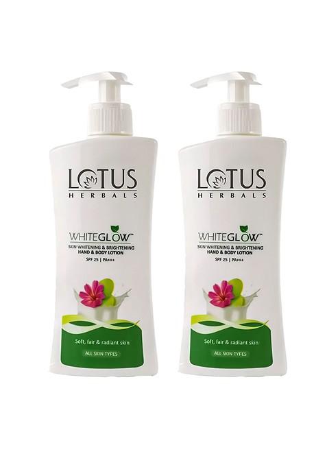 Lotus Herbals Set Of 2 Whiteglow Skin Whitening Hand Body Lotion Spf 25 270Ml Each