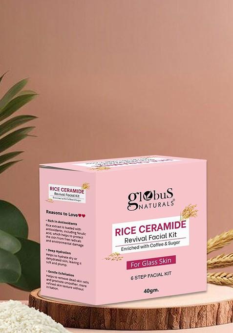 Globus Naturals Set Of 3 Rice Ceramide 6 Step Facial Kit For Korean Glass Skin 40 G Each