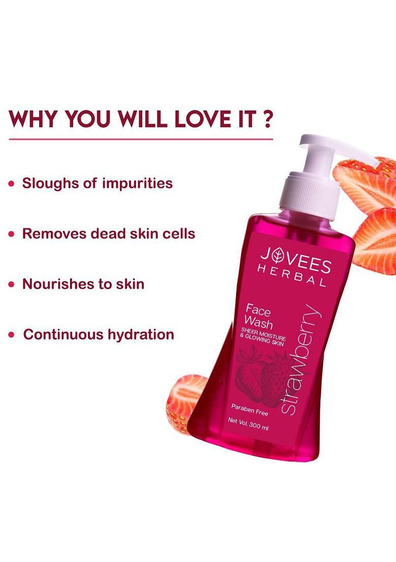 Jovees Strawberry Face Wash With Jojoba Oil For Hydrating Glowing Skin 300 Ml