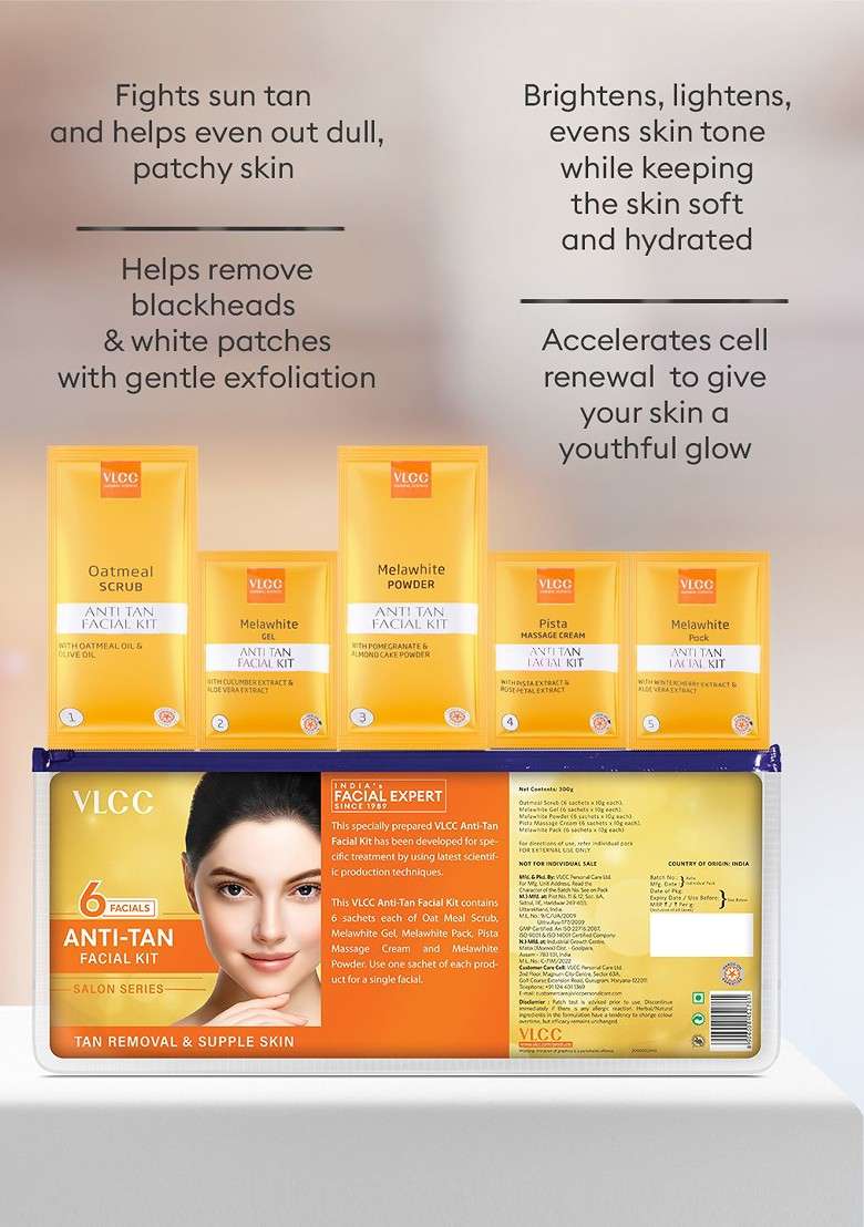 Vlcc Salon Series Anti Tan Facial Kit To Remove Sun Dark Spots 300 G - Indya