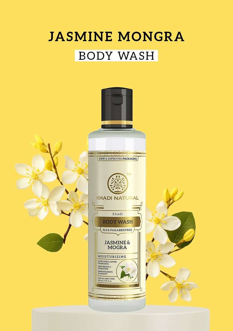 Khadi Natural Jasmine Mogra Body Wash To Refresh Skin 210Ml - Indya