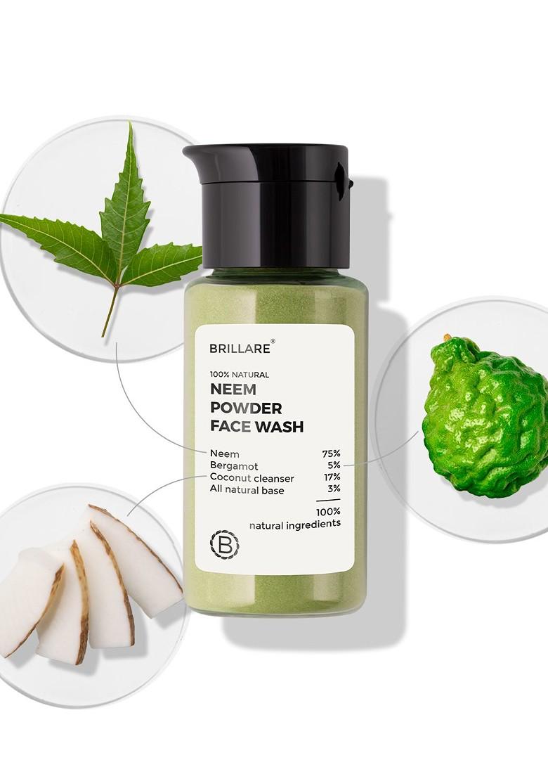 Brillare Neem Powder Face Wash For Acne Pimples|100 Natural Men And Women