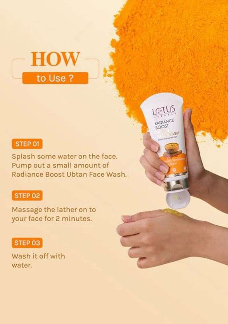 Lotus Herbals Set Of 2 Radiance Boost Ubtan Face Wash With Turmeric 100G Each - Indya