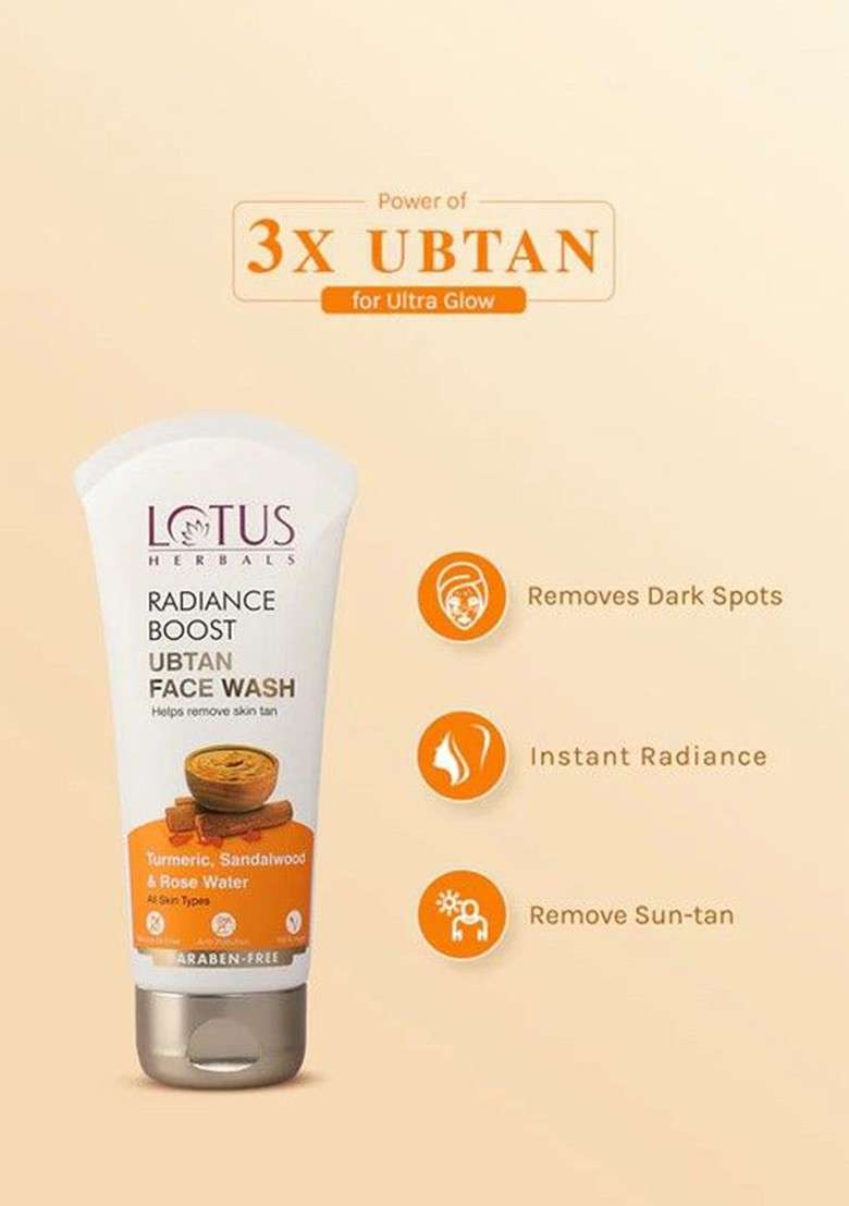 Lotus Herbals Set Of 2 Radiance Boost Ubtan Face Wash With Turmeric 100G Each - Indya