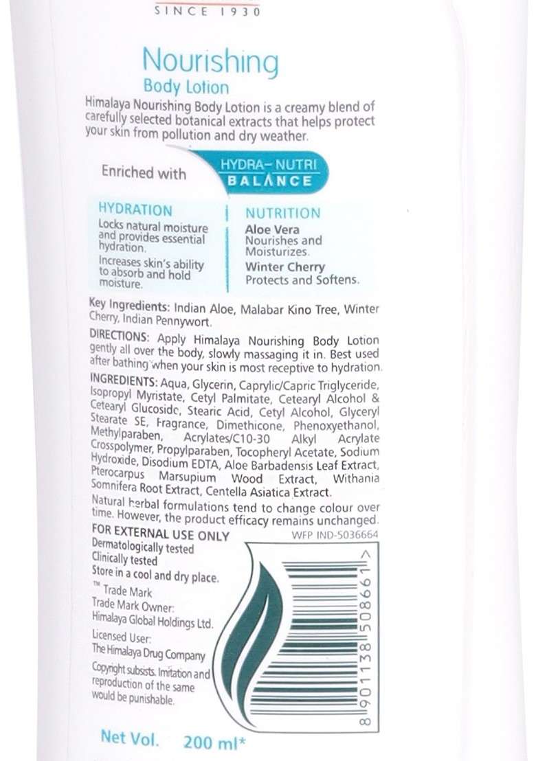 Himalaya Unisex Nourishing Body Lotion 200 Ml - Indya