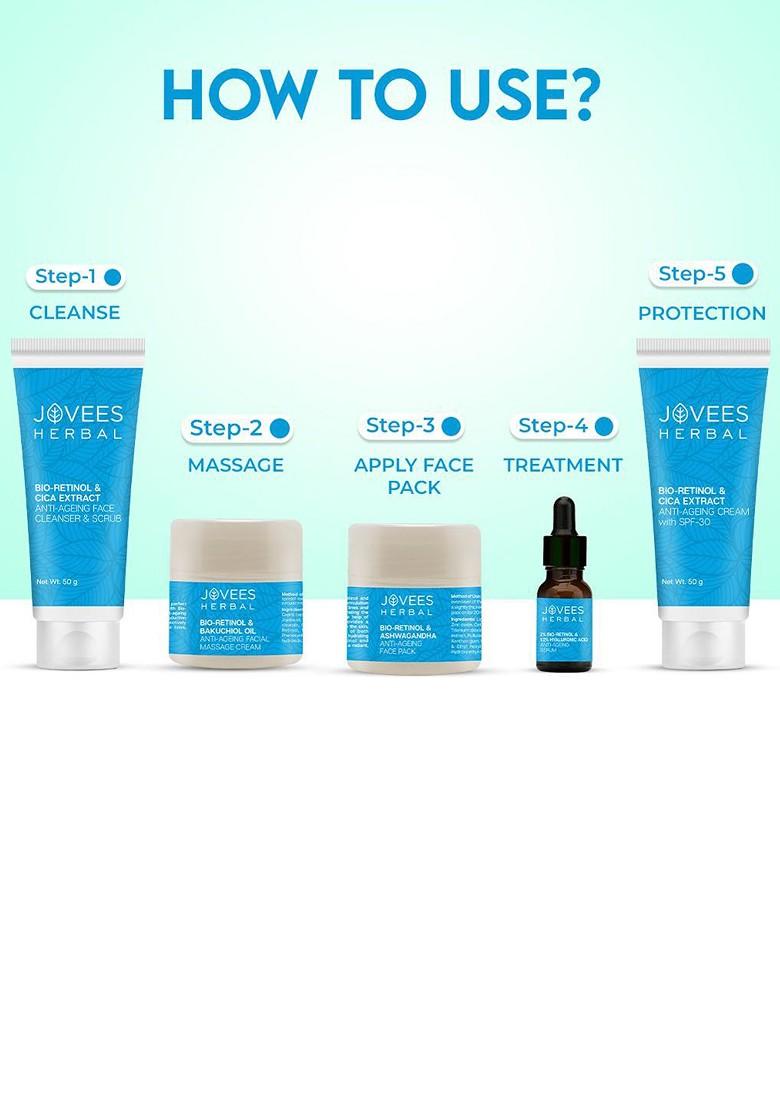 Jovees Bio Retinol Cica Extract Anti Ageing Facial Kit 215G