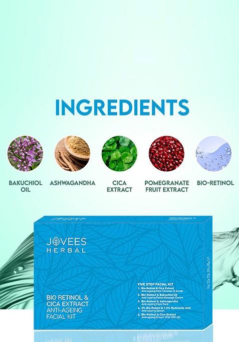 Jovees Bio Retinol Cica Extract Anti Ageing Facial Kit 215G
