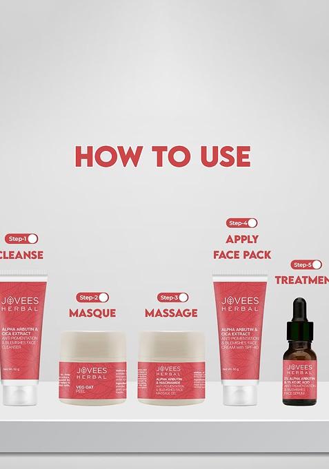 Jovees Herbal Set Of 5 Alpha Arbutin Niacinamide Anti Pigmentation Blemishes Facialkit