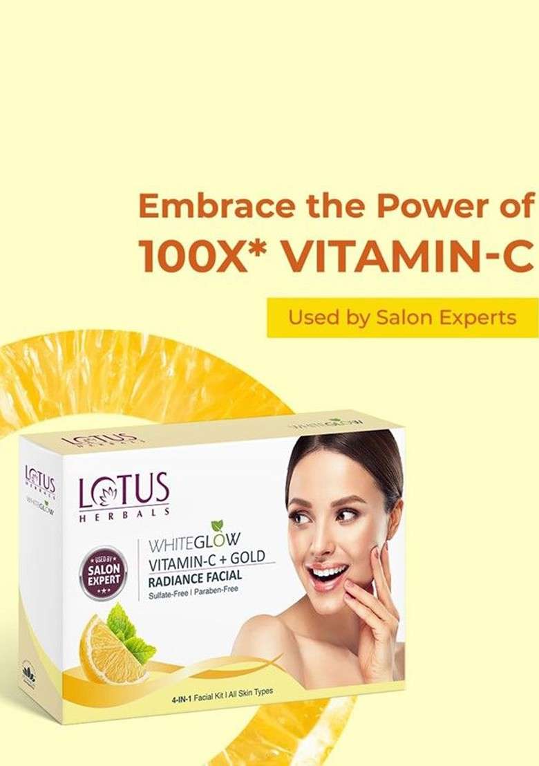 Lotus Herbals Whiteglow 4 In 1Vitamin C Gold Radiance Facial Kit 228G - Indya