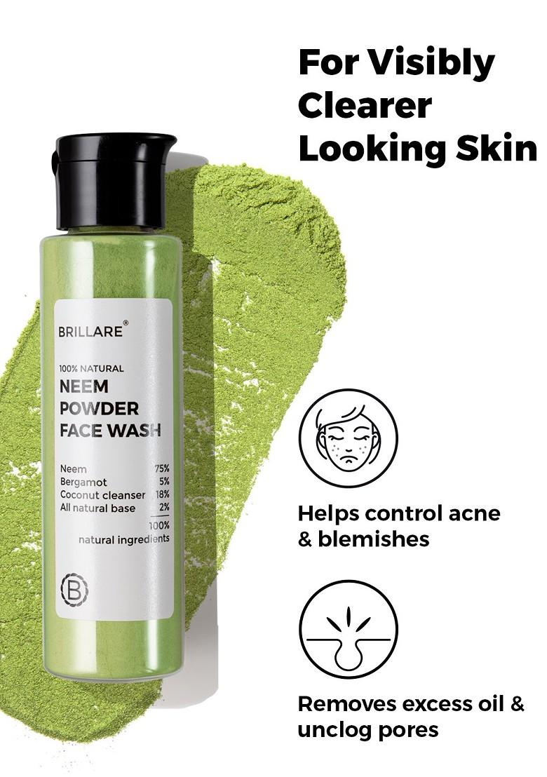 Brillare Neem Powder Face Wash For Acne Pimples|100 Natural Men And Women
