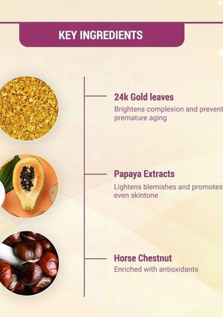 Lotus Herbals Radiant Gold Cellular Glow Facial Kit 4 In 1 With 24K Leaves 37G Each - Indya