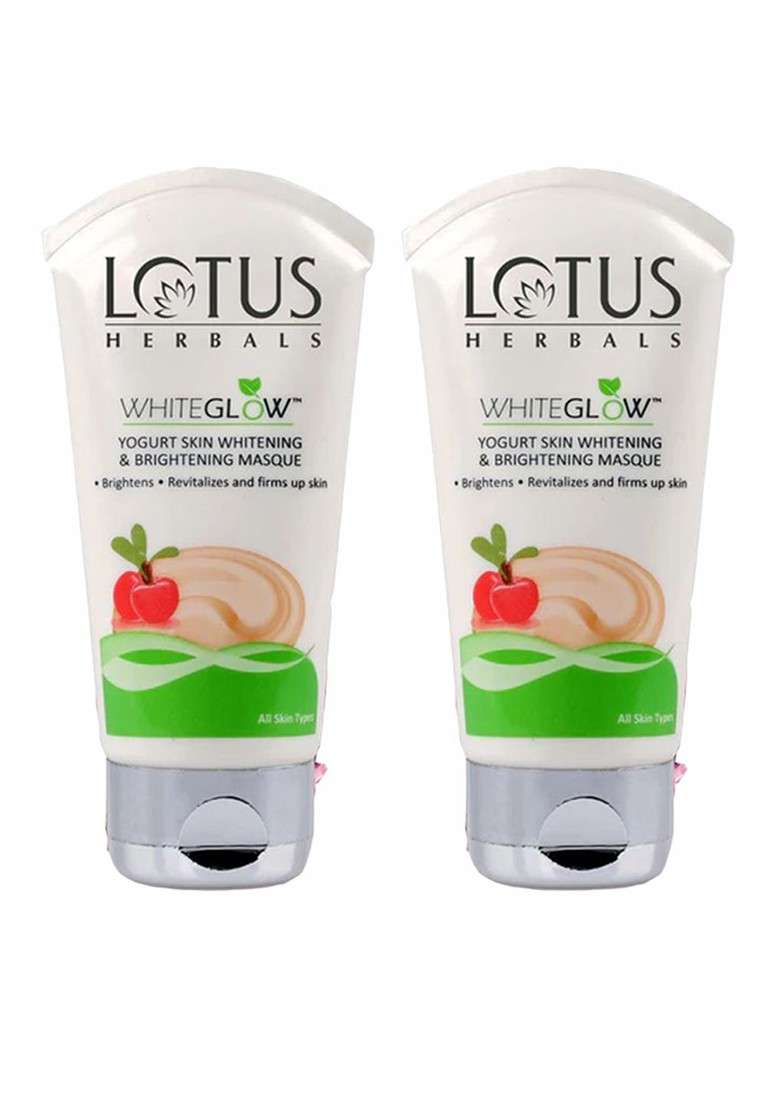 Lotus Herbals Set Of 2 Whiteglow Yogurt Skin Whitening Brightening Masks 80G Each - Indya