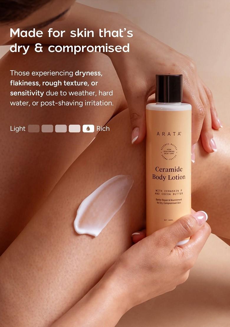 Arata Ceramide Body Lotion With Cocoa Butter For Barrier Repair Nourishment 200 Ml