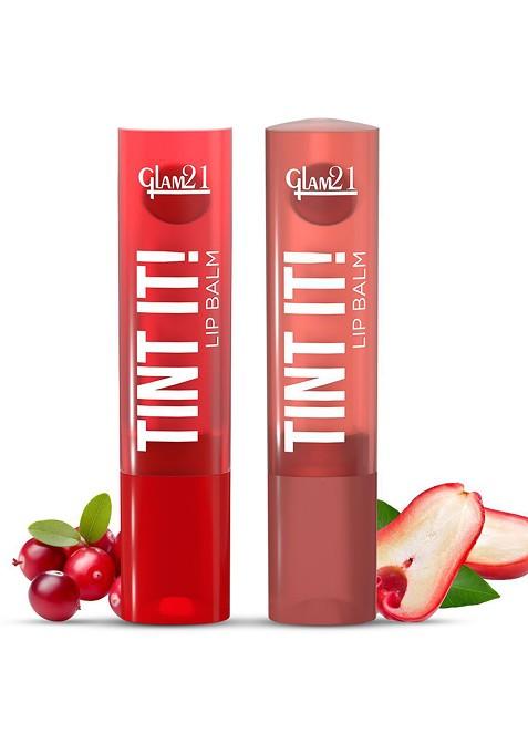 Glam21 Set Of 2 Lip Tint It Balm With Vitamin E 3 5 G Each Cranberry 02 Rose Apple 01