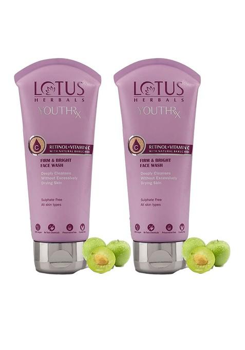 Lotus Herbals Set Of 2 Youthrx Firm Bright Face Wash With Natural Bakuchiol 100Ml Each