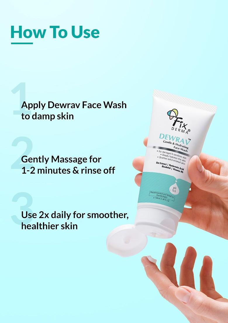 Fixderma Dewrav Gentle Hydrating Face Wash With Oats Hyaluronic Acid 100Ml